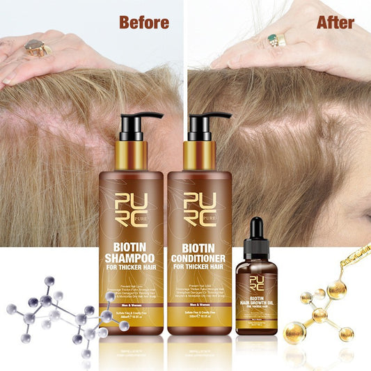 PURC Ginger Biotin Hair Care Set – Shampoo, Conditioner & Repair Oil for Dry, Frizzy Hair