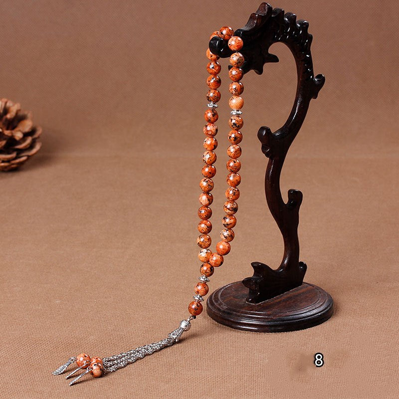 33 Natural Stone Agate Crystal Muslim Rosary Bracelet