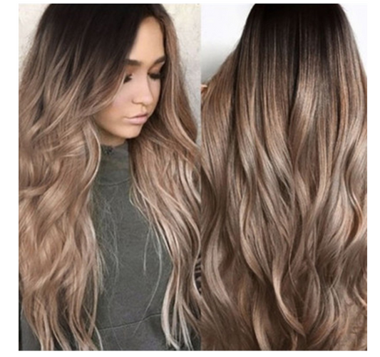 Ladies’ Gradient Long Curly Wig – High-Quality Mid-Length European Style