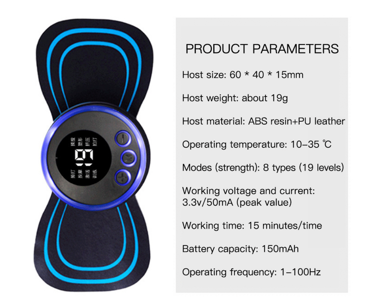 Mini Smart Electrotherapy Massage Pad – LCD Display, Portable Relief for Neck, Back & Waist