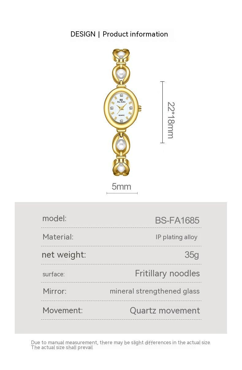 New Pearl Grace Women's Quartz Watch – Elegant Design in Gold, Silver, & Rose Gold