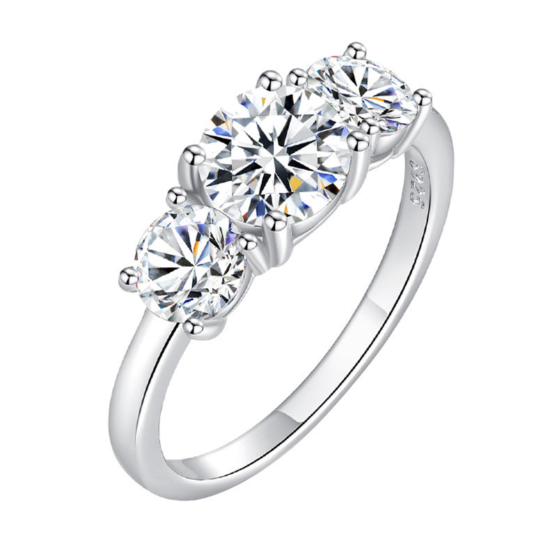 Moissanite S925 Sterling Silver Ring Plated with 18K White Gold – Elegant and Sparkling Design