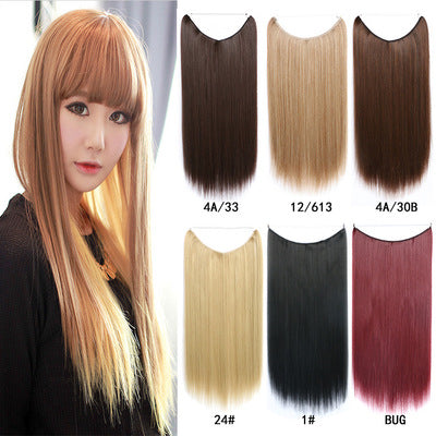 22-Inch Invisible Wire Hair Extensions - No Clips, Silky Straight Synthetic