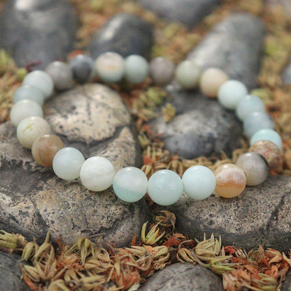 Men's Natural Healing Energy Stretch Bracelet – Amazon Stone Polished