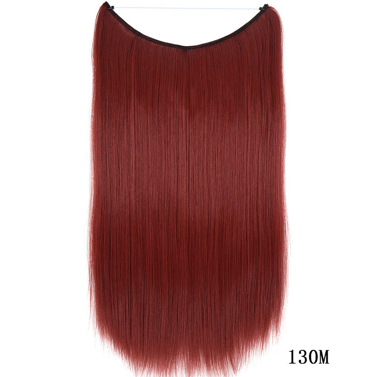 22-Inch Invisible Wire Hair Extensions - No Clips, Silky Straight Synthetic