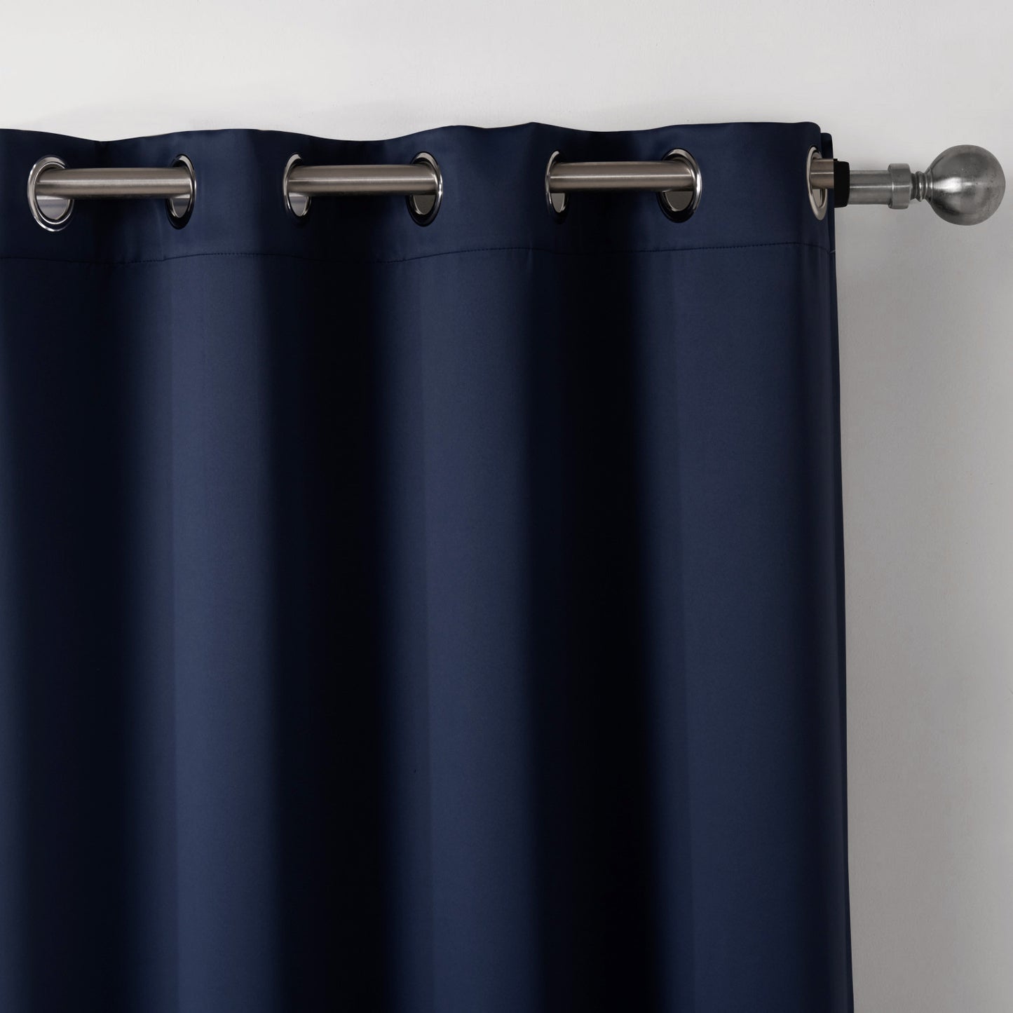 Dark Blue Blackout Curtains - Printed Fabric for Bedroom, Modern Vertical Design