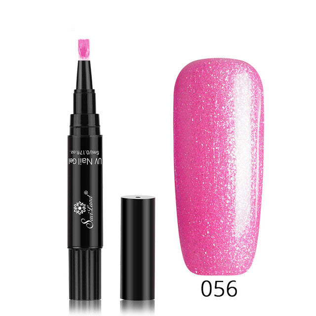 3-in-1 Gel Nail Varnish Pen - Glitter One-Step Nail Art Polish