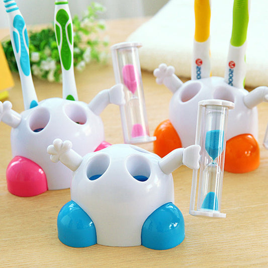 Hourglass Toothbrush Holder Timer – 3-Minute Sand Timer for Kids & Adults