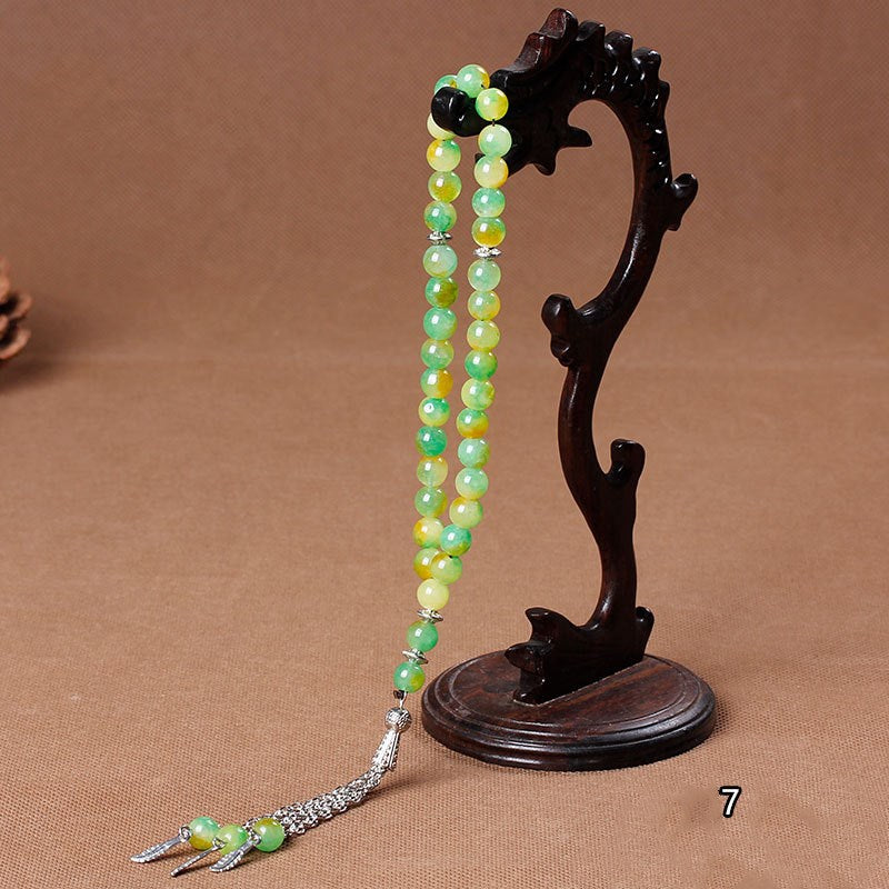 33 Natural Stone Agate Crystal Muslim Rosary Bracelet