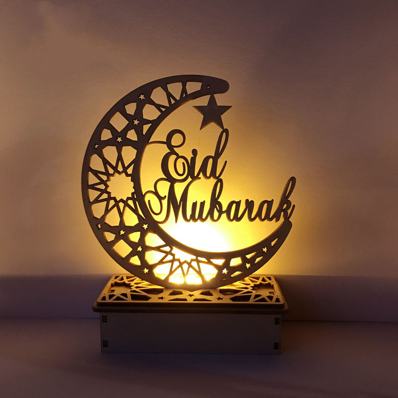 Wooden DIY Muslim Islamic Palace LED Eid Mubarak Decoration - Laser Cut Cake Insert