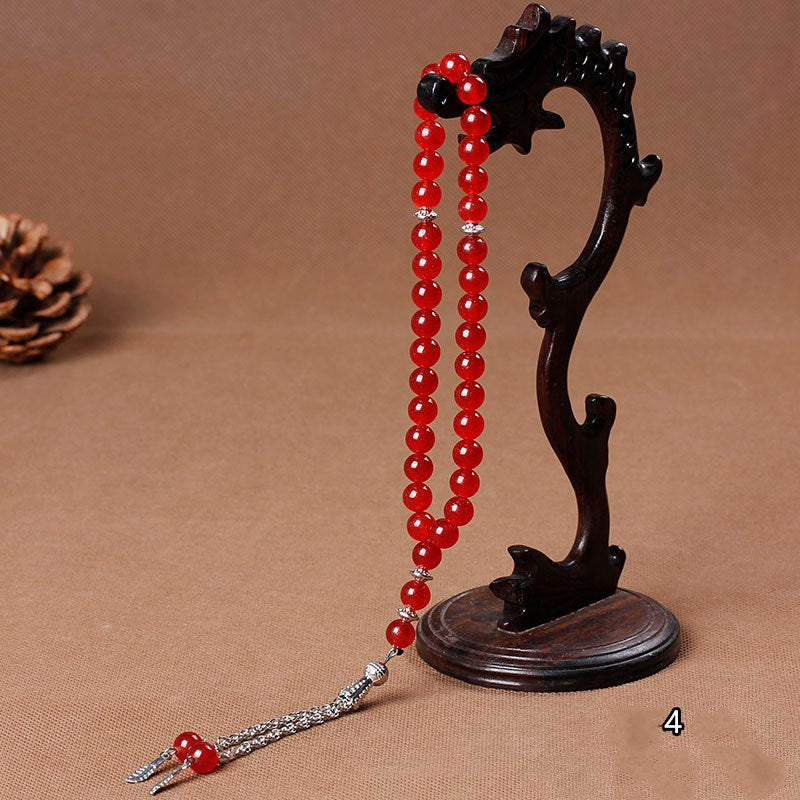 33 Natural Stone Agate Crystal Muslim Rosary Bracelet