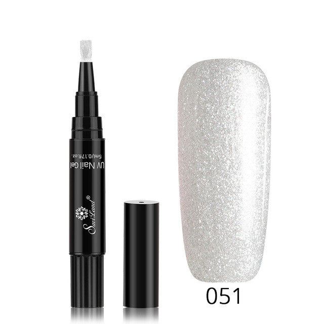 3-in-1 Gel Nail Varnish Pen - Glitter One-Step Nail Art Polish