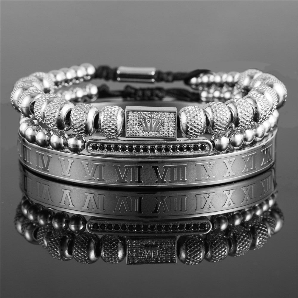 Vintage Crown Braided Titanium Steel Bracelet – Elegant Fashion Bracelets for Women