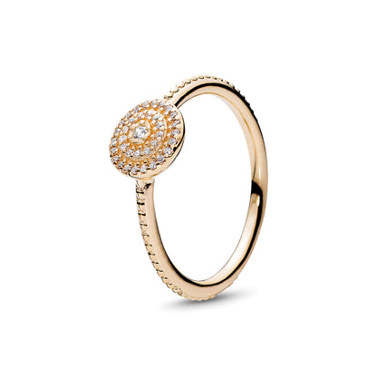 Golden Charm Glaze Deciduous Couple Ring – White Copper Engagement & Wedding Ring