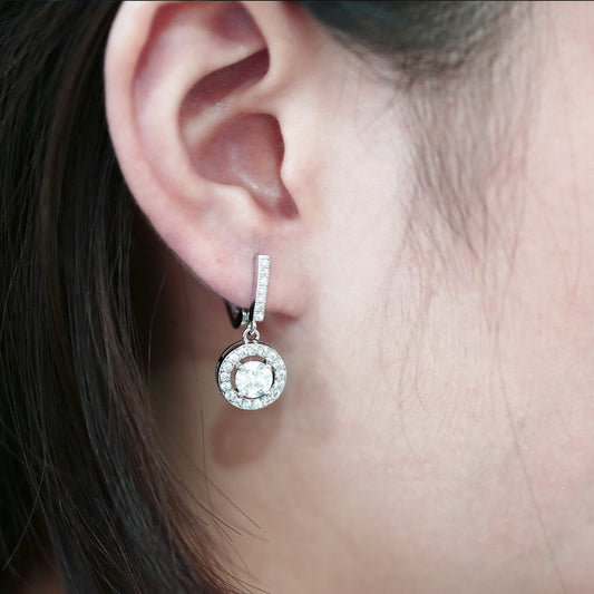 Women's Simple Shiny Zircon Earrings – Gold-Plated Copper Gemstone Jewelry