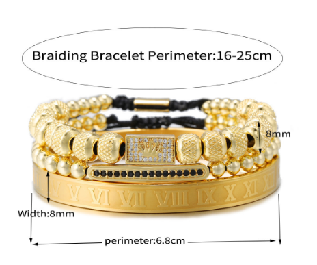 Vintage Crown Braided Titanium Steel Bracelet – Elegant Fashion Bracelets for Women