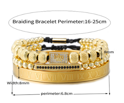 Vintage Crown Braided Titanium Steel Bracelet – Elegant Fashion Bracelets for Women