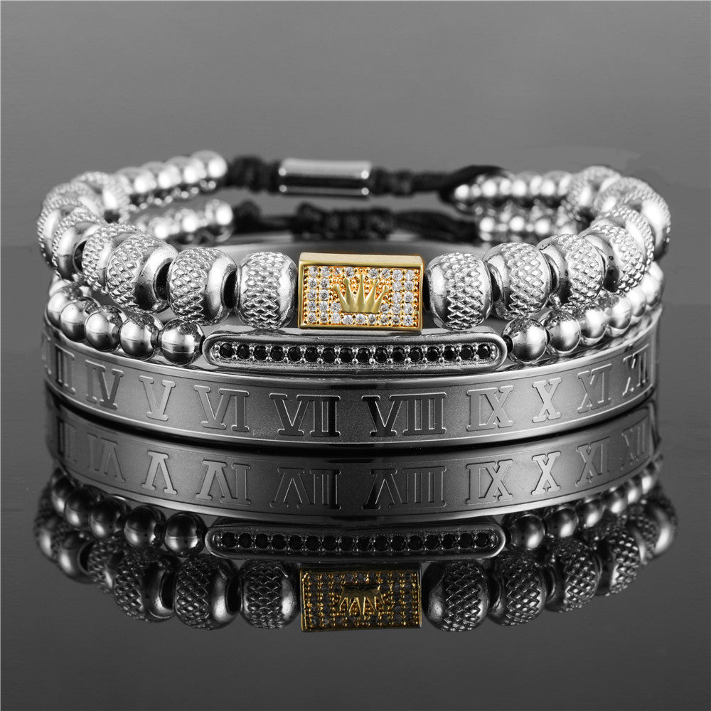 Vintage Crown Braided Titanium Steel Bracelet – Elegant Fashion Bracelets for Women