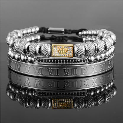 Vintage Crown Braided Titanium Steel Bracelet – Elegant Fashion Bracelets for Women