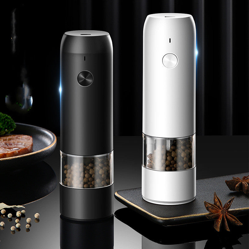 Rechargeable Electric Salt & Pepper Grinder Set - One-Handed Operation, Adjustable Coarseness, LED Light