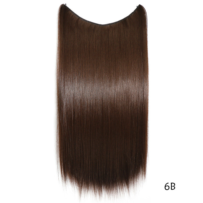 22-Inch Invisible Wire Hair Extensions - No Clips, Silky Straight Synthetic