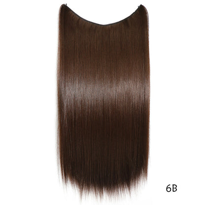22-Inch Invisible Wire Hair Extensions - No Clips, Silky Straight Synthetic
