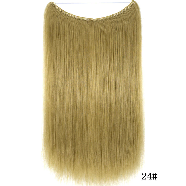 22-Inch Invisible Wire Hair Extensions - No Clips, Silky Straight Synthetic