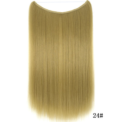 22-Inch Invisible Wire Hair Extensions - No Clips, Silky Straight Synthetic