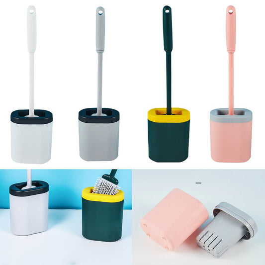Wall-Mounted Silicone Toilet Brush – Soft Bristle Flat Head with Holder