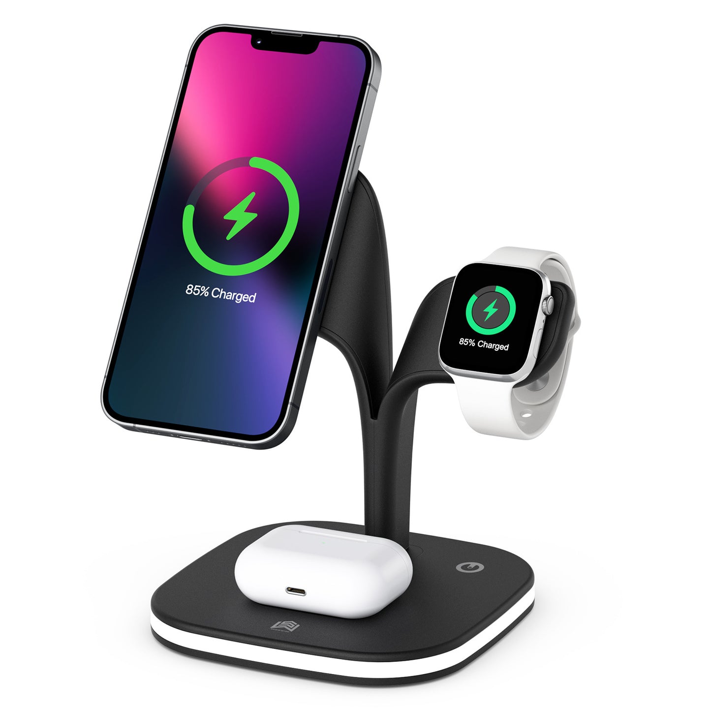 3-in-1 Wireless Charging Stand for Phone, Watch, and Headphones – Fast Desktop Charger