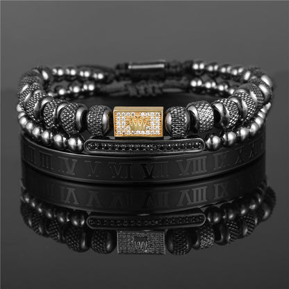 Vintage Crown Braided Titanium Steel Bracelet – Elegant Fashion Bracelets for Women