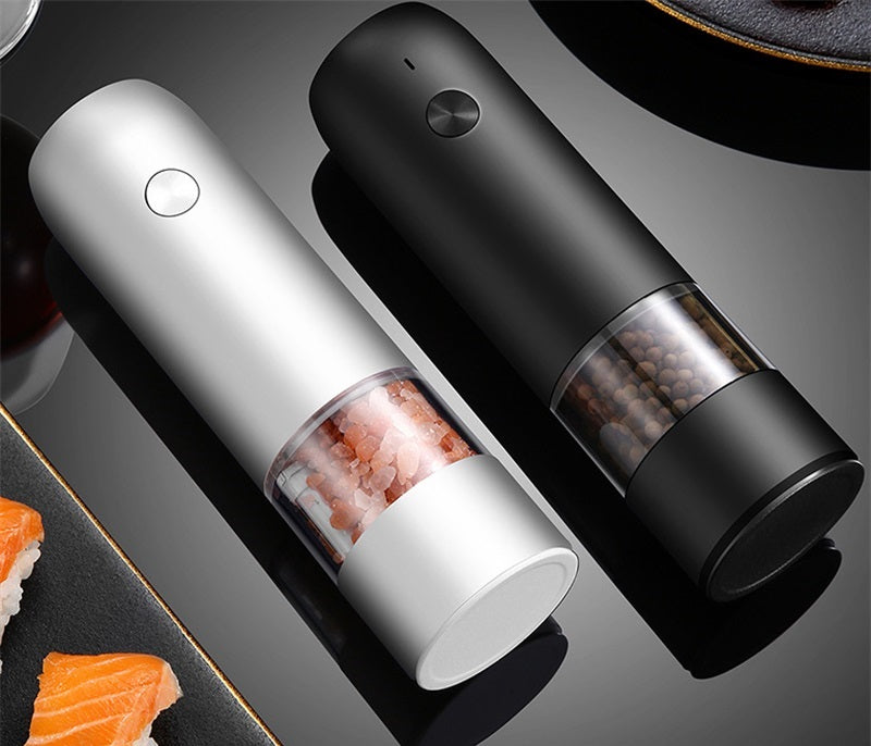 Rechargeable Electric Salt & Pepper Grinder Set - One-Handed Operation, Adjustable Coarseness, LED Light