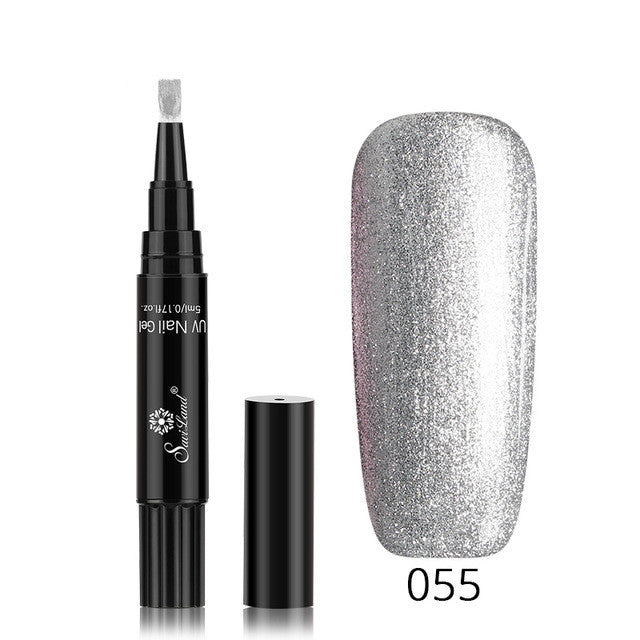 3-in-1 Gel Nail Varnish Pen - Glitter One-Step Nail Art Polish