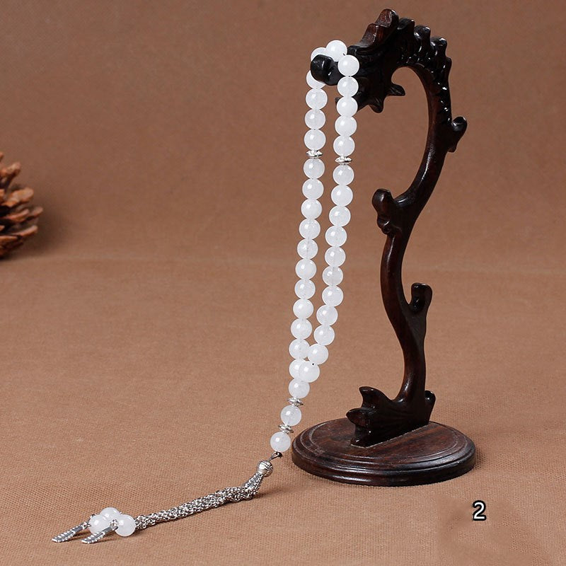 33 Natural Stone Agate Crystal Muslim Rosary Bracelet
