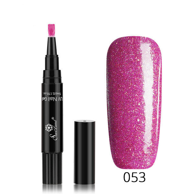 3-in-1 Gel Nail Varnish Pen - Glitter One-Step Nail Art Polish