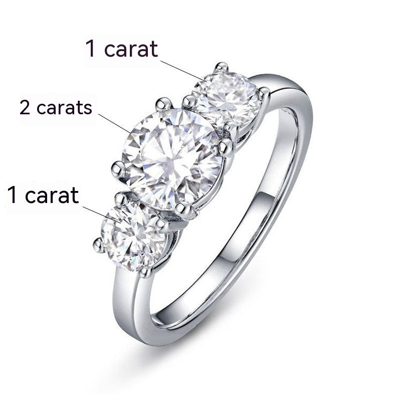 Moissanite S925 Sterling Silver Ring Plated with 18K White Gold – Elegant and Sparkling Design