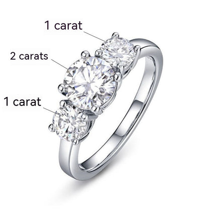 Moissanite S925 Sterling Silver Ring Plated with 18K White Gold – Elegant and Sparkling Design