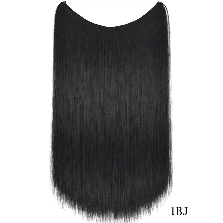 22-Inch Invisible Wire Hair Extensions - No Clips, Silky Straight Synthetic