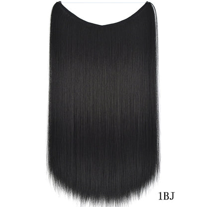 22-Inch Invisible Wire Hair Extensions - No Clips, Silky Straight Synthetic