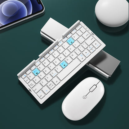 Mini Folding Bluetooth Keyboard - Wireless Keypad for 3 Devices with Stand