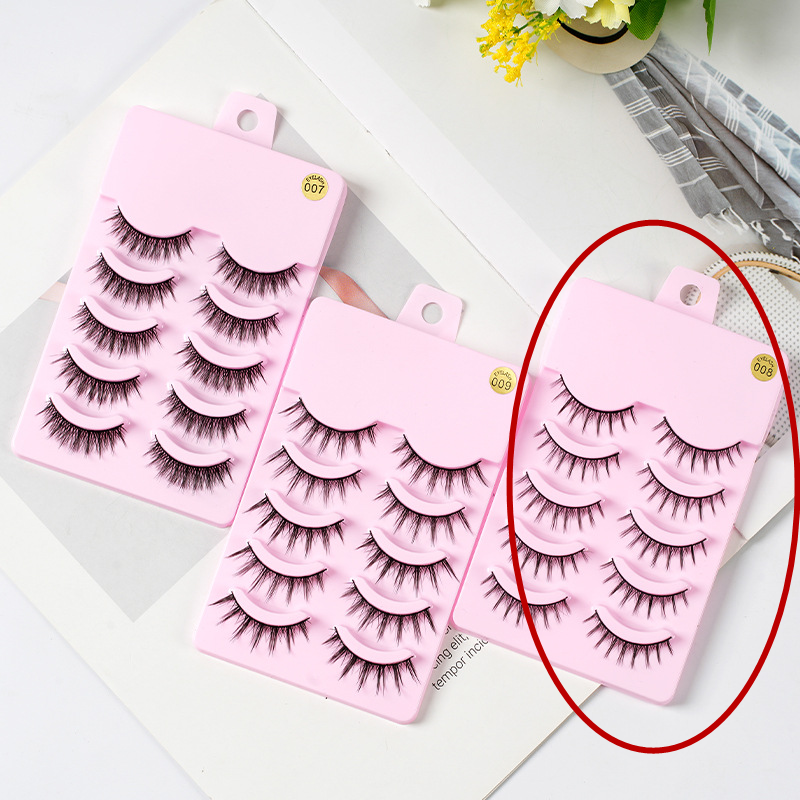 5 Pairs Manga-Inspired False Eyelashes – Natural Wispy Korean Cosplay Lashes