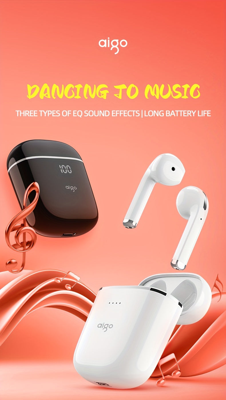 Aigo T18 Bluetooth 5.3 TWS Earbuds - Dual HD Mic Sports & Gaming Headset