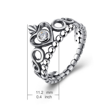 925 Sterling Silver Crown Ring – Elegant Royal Design