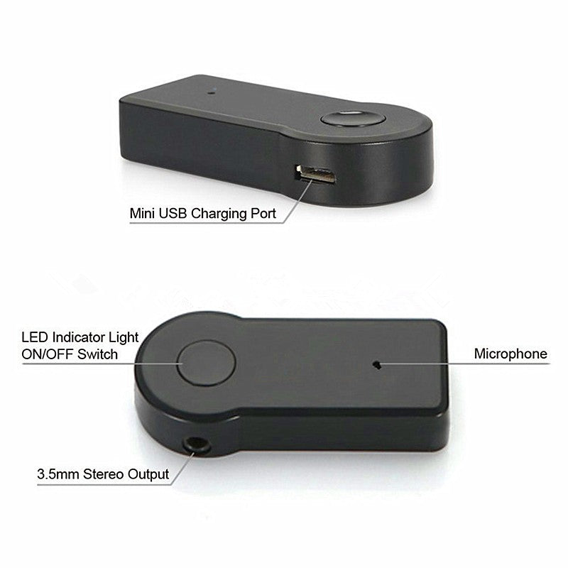 Universal Bluetooth Music Receiver with Mic - 3.5mm AUX Adapter for Hands-Free Streaming