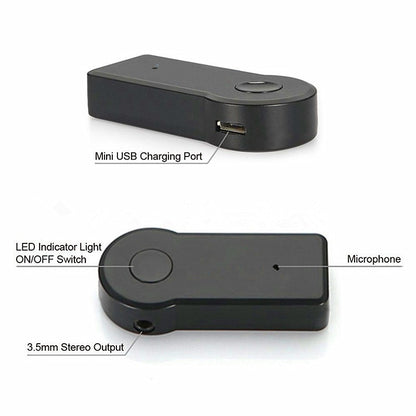 Universal Bluetooth Music Receiver with Mic - 3.5mm AUX Adapter for Hands-Free Streaming