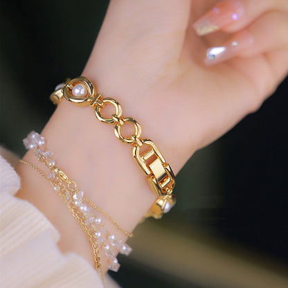 New Pearl Grace Women's Quartz Watch – Elegant Design in Gold, Silver, & Rose Gold