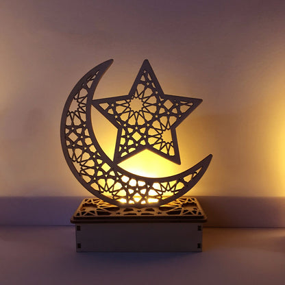 Wooden DIY Muslim Islamic Palace LED Eid Mubarak Decoration - Laser Cut Cake Insert