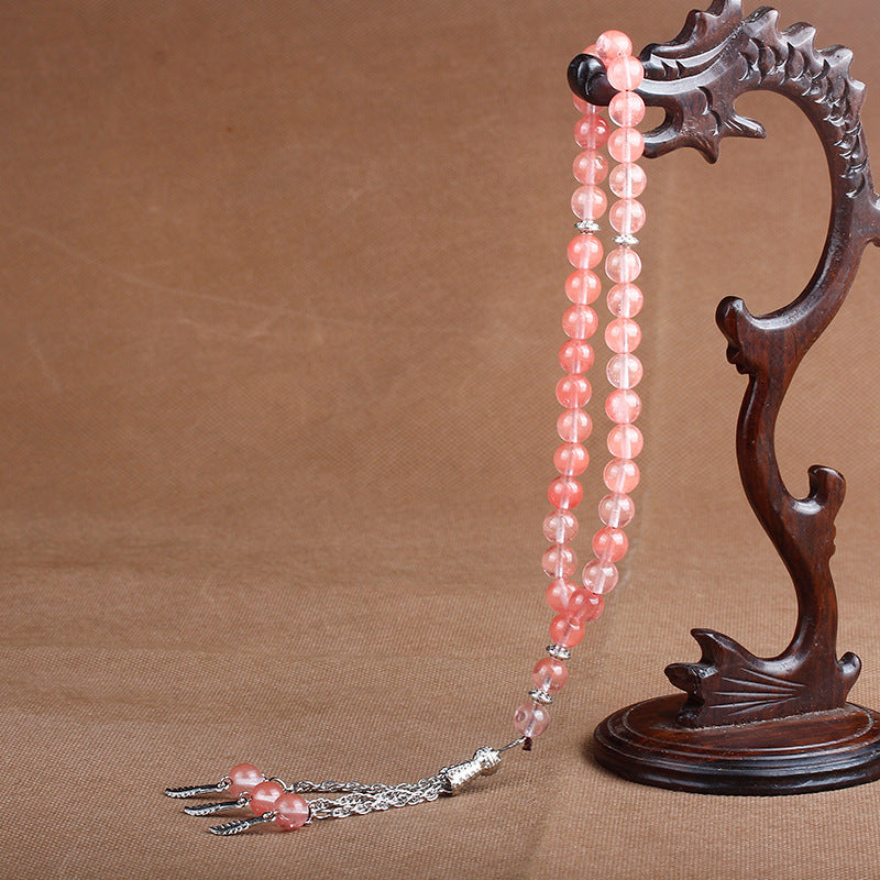33 Natural Stone Agate Crystal Muslim Rosary Bracelet