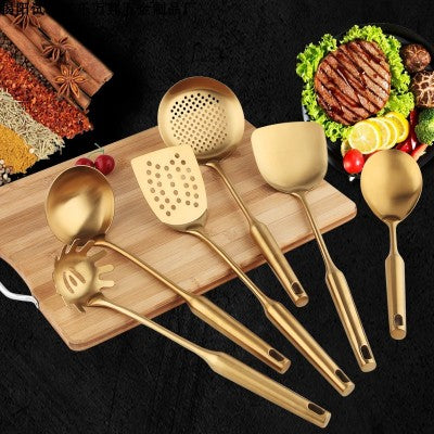 Gold Cooking Utensil Set – Spatula, Colander & Spoon Set for Kitchen