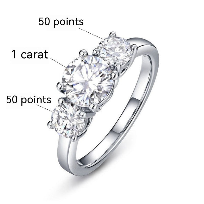 Moissanite S925 Sterling Silver Ring Plated with 18K White Gold – Elegant and Sparkling Design